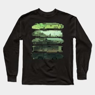 Post-apocalypse Futuristic Scifi Trains Long Sleeve T-Shirt